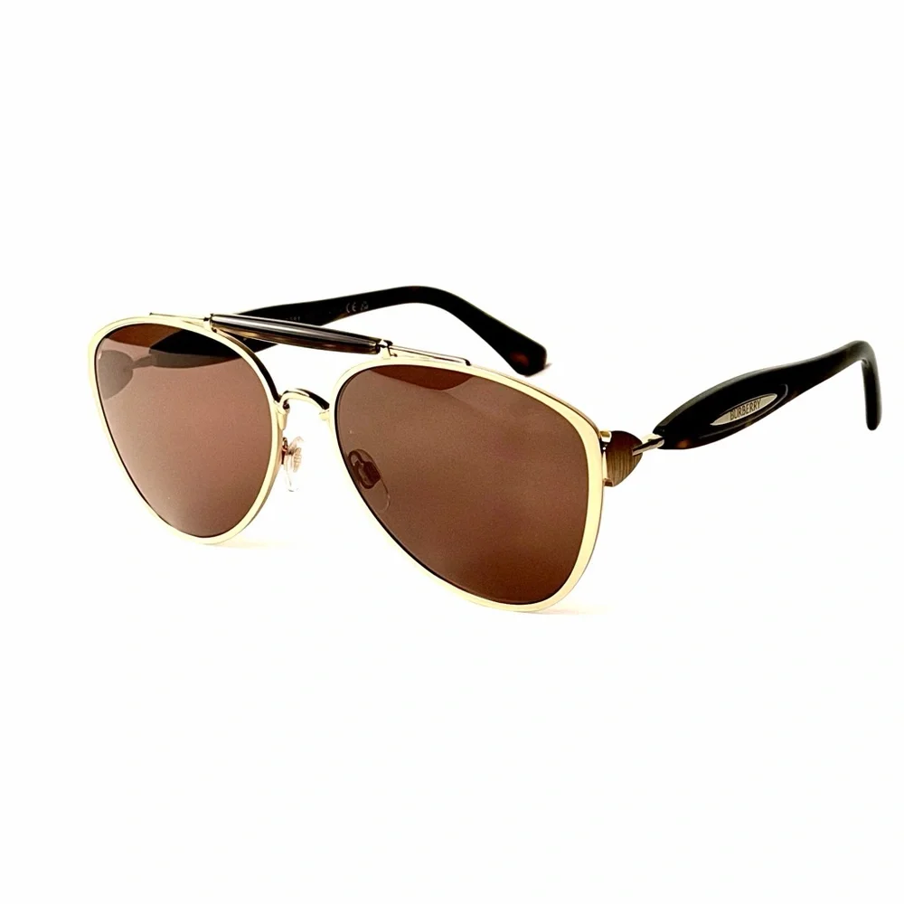 Burberry B 3160 1109/73 Sunglasses   Brown Gold Lenses Pilot Aviator  61mm